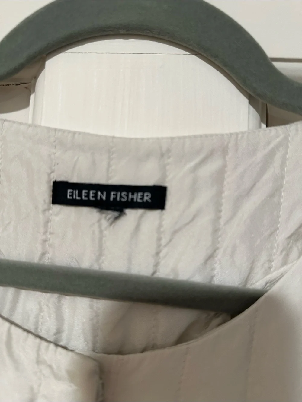 Eileen Fisher Quilted Collarless Silk Jacket in Ivory - Picture 4 of 6